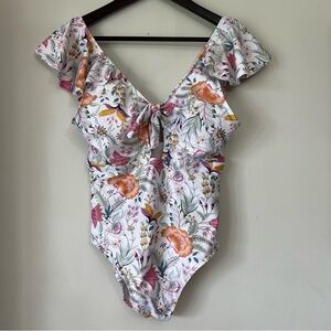 Bahia Do Brasil One Piece Swimsuit Medium Floral Ruffle Cutout By Mia Da Brasil